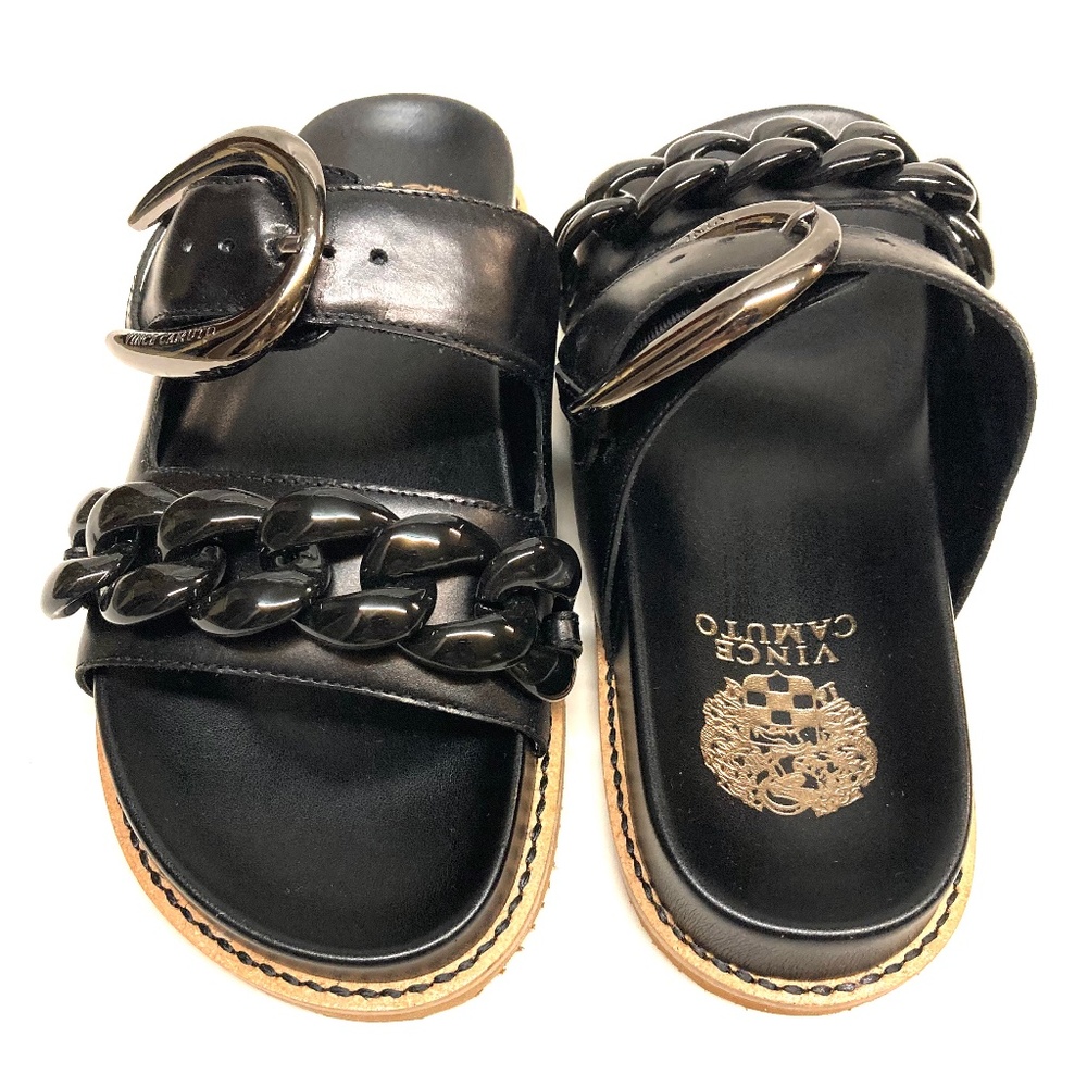 NWOT Vince Camuto Leather Kenendys Slide Sandals - Picture 3 of 13